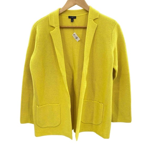 Talbots Sweater Cardigan Womens Petite Yellow Wool Blend...